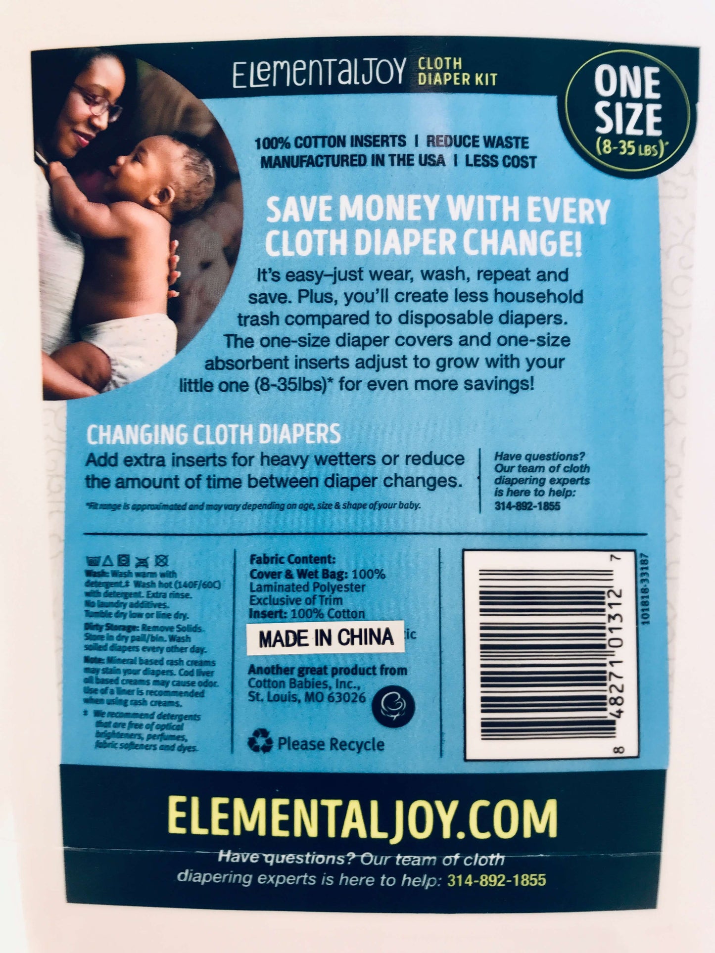 NWT Elemental Joy Cloth Diaper Kit, Retails $125.00