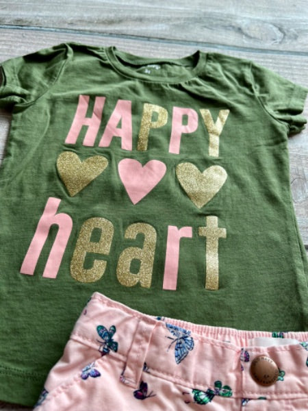 Old Navy/Carter’s size 3 girls t-shirt and butterfly shorts outfit, Kids 3T