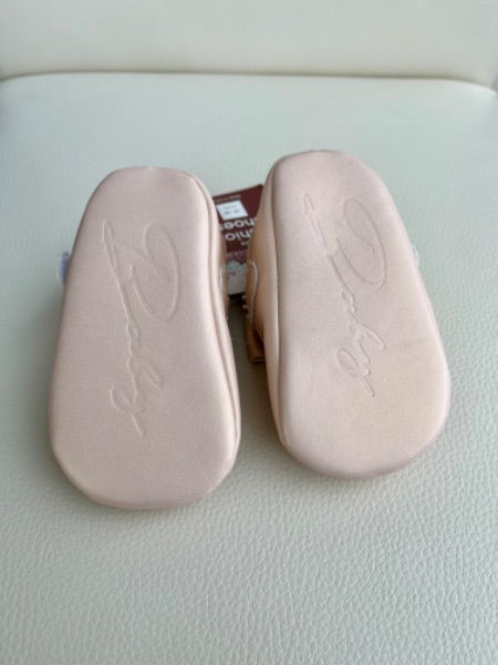 Small shop 12-18m baby moccasins with hearts and bows, beige/taupe colour, brand new with tags, Shoes 4.5 (Walkers:12-24 mth)