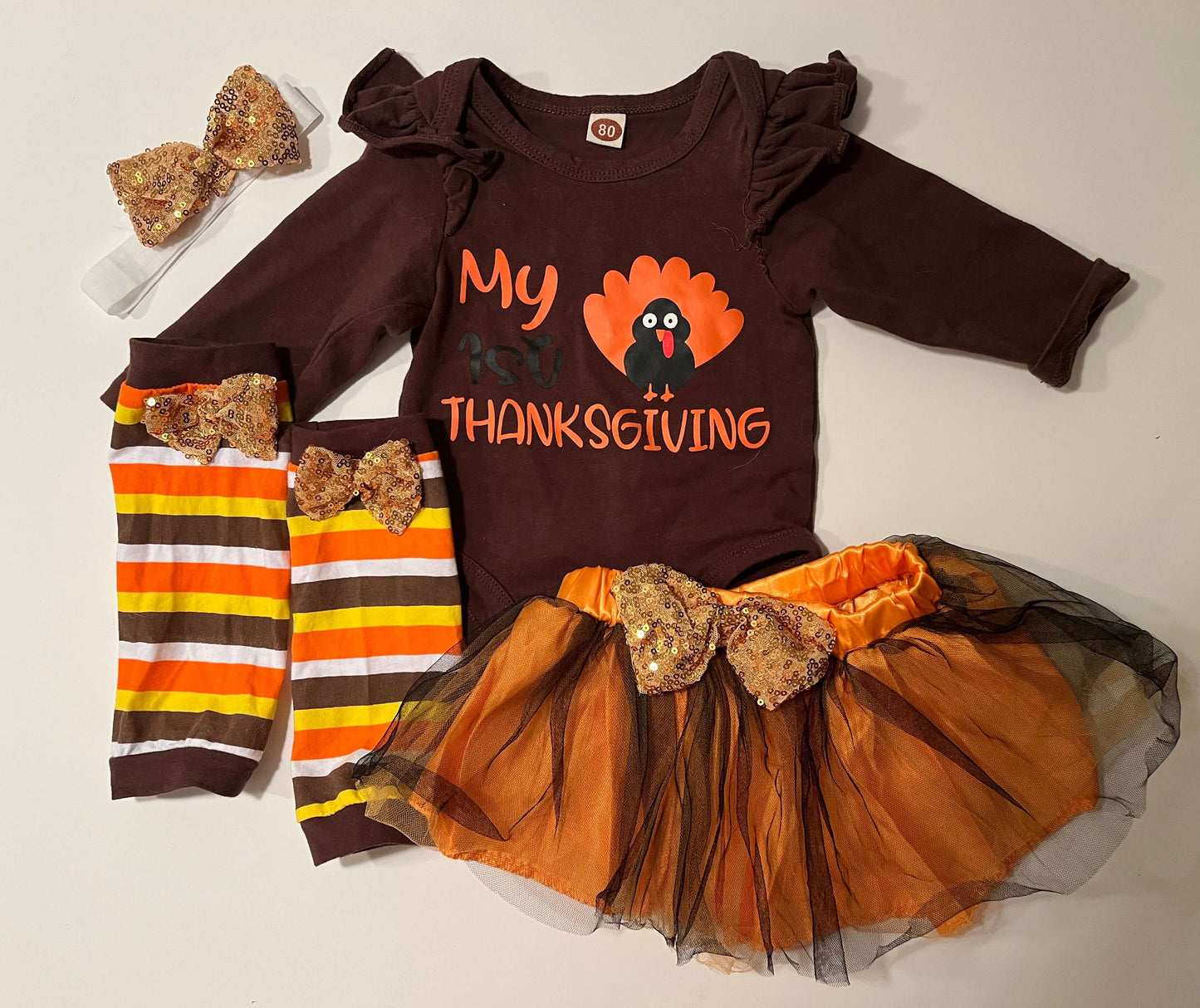 Girls My 1st Thanksgiving Outfit 3-6m (size 80), Kids 6 Month (3-6M)
