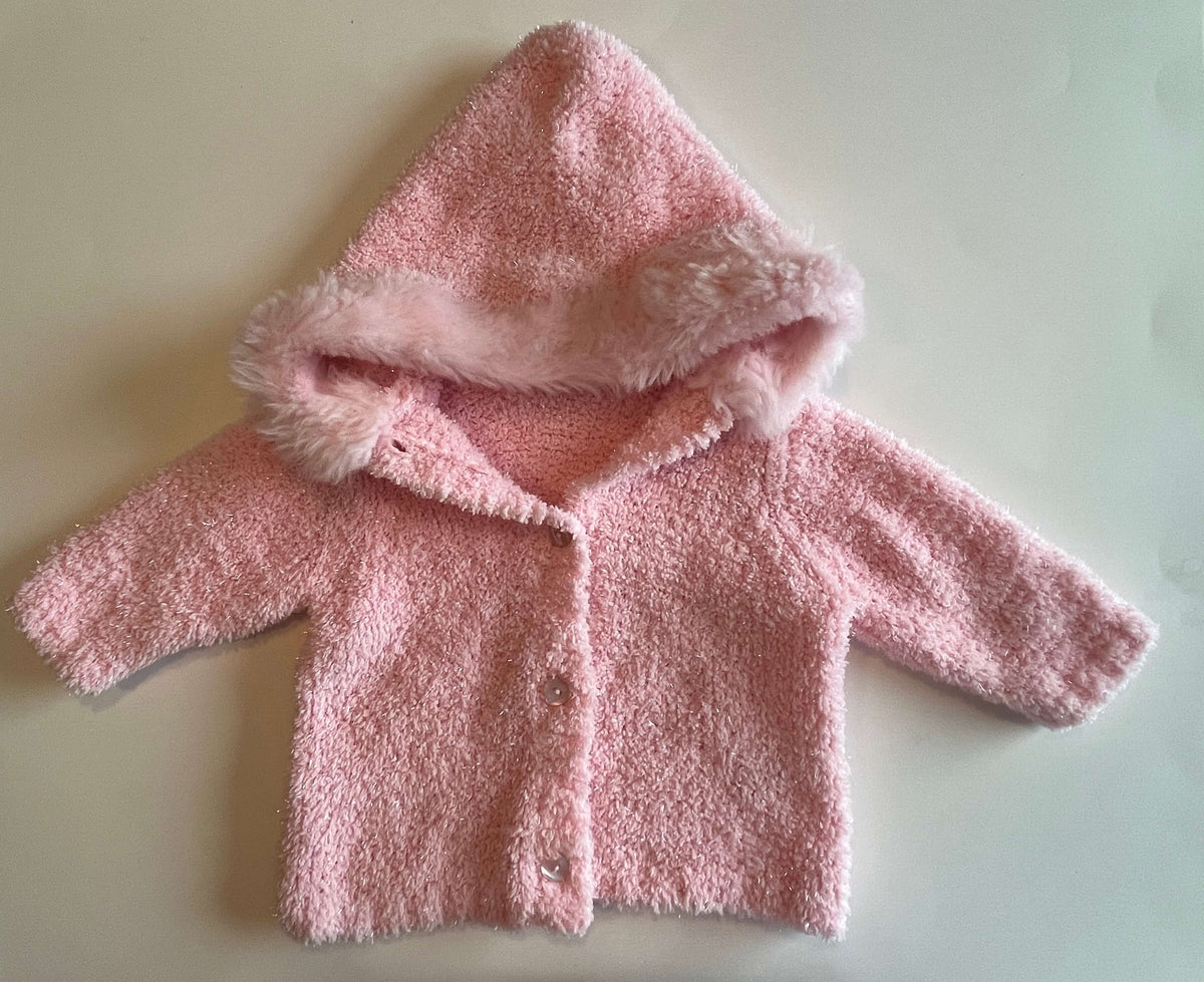 Girls' George pink button-up sweater, size 6 months., Kids 6 Month (3-6M)