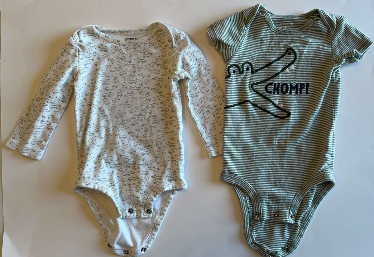 Carter's 12 Month Alligator Onesies. Short and Long Sleeve, Kids 12 Month (9-12M)