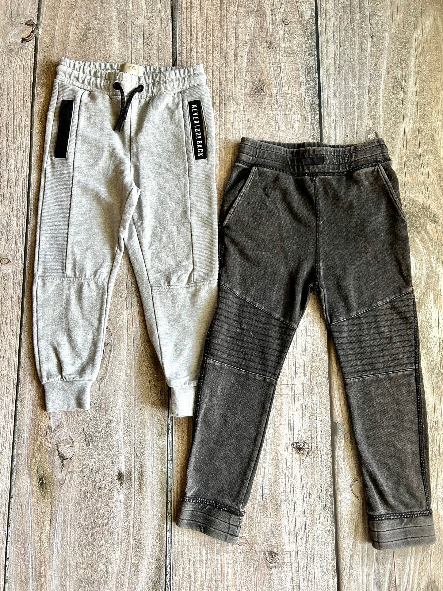 Zara Kids & H&M size 6 boys grey motto pants, sweatpants bundle, Kids 6/6X (extra small)