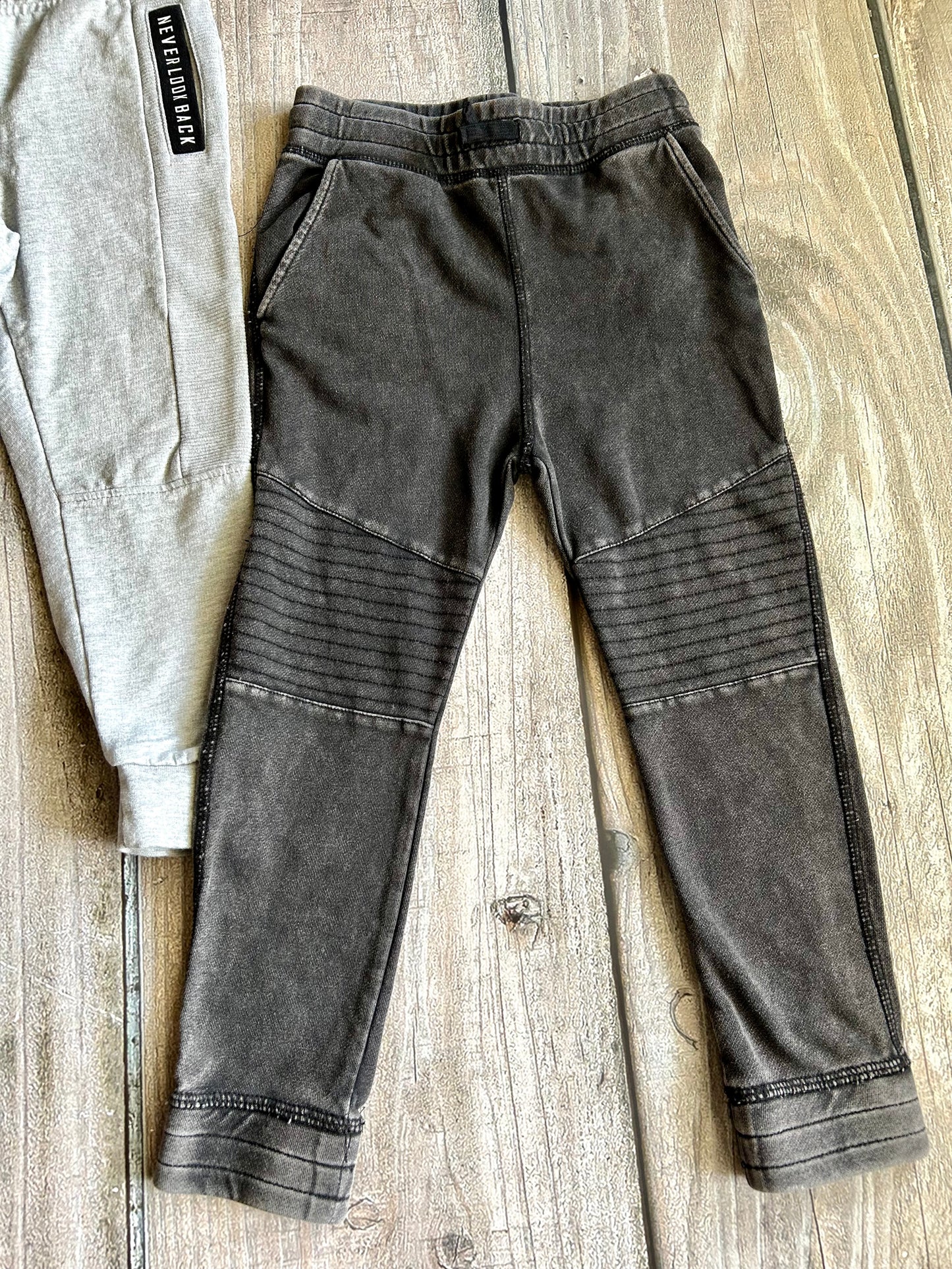 Zara Kids & H&M size 6 boys grey motto pants, sweatpants bundle, Kids 6/6X (extra small)