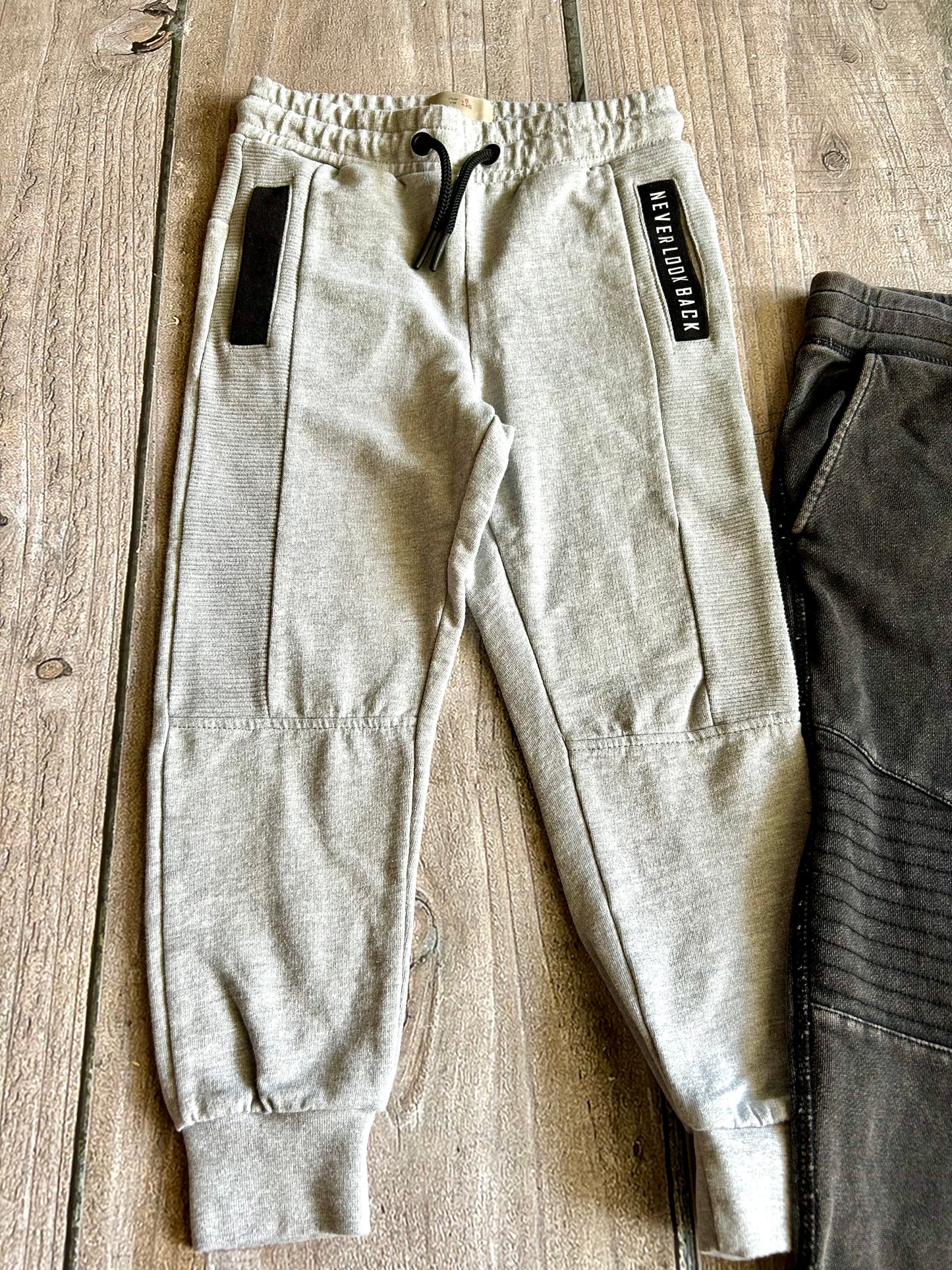 Zara Kids & H&M size 6 boys grey motto pants, sweatpants bundle, Kids 6/6X (extra small)