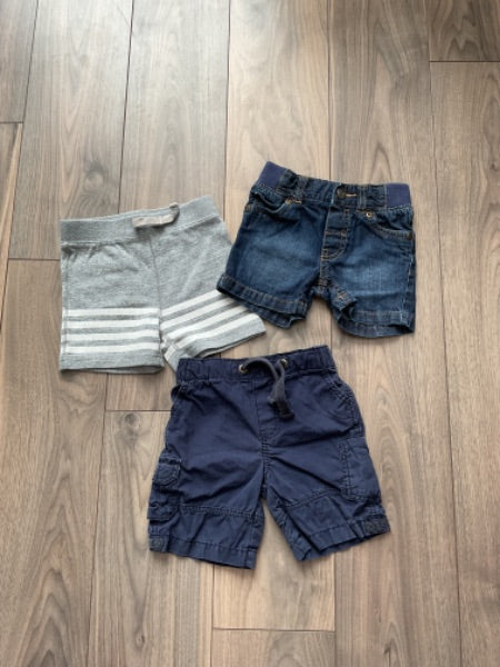 Boys Shorts - Blue, Grey, Denim 12 Months, Kids 12 Month (9-12M)