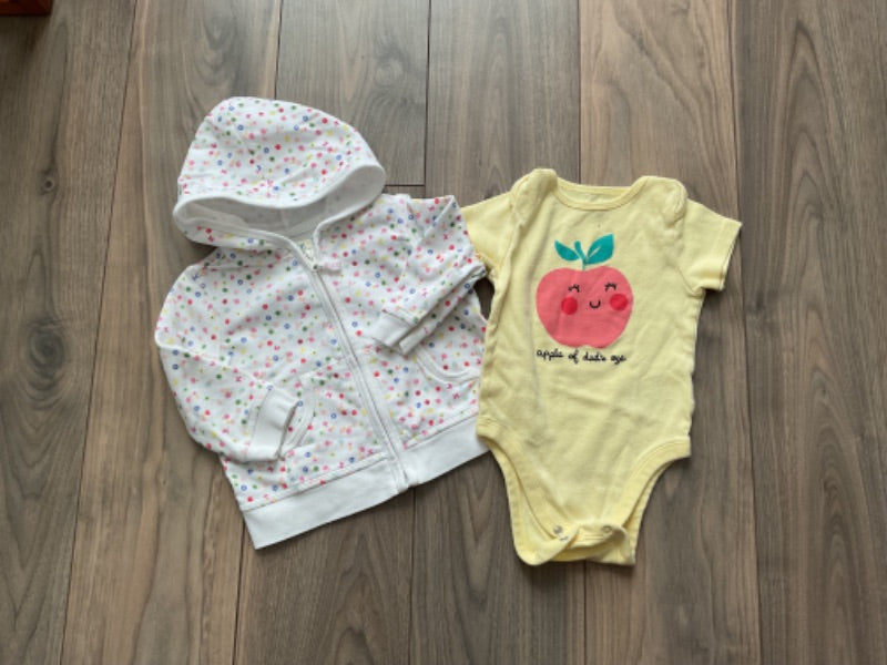 Baby Girl onesie and Zip up Sweater 6-12 Months, Kids 9 Month (6-9M)
