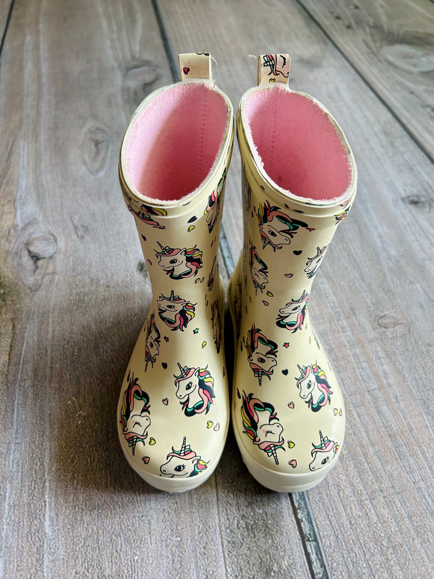 H&M size 8.5T girls unicorn themed rain boots, EEUC, Shoes 8.5 (Toddler:2-4yr)
