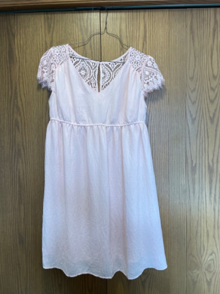 H&M pink Maternity dress with lace, size L , Maternity L (12-14)
