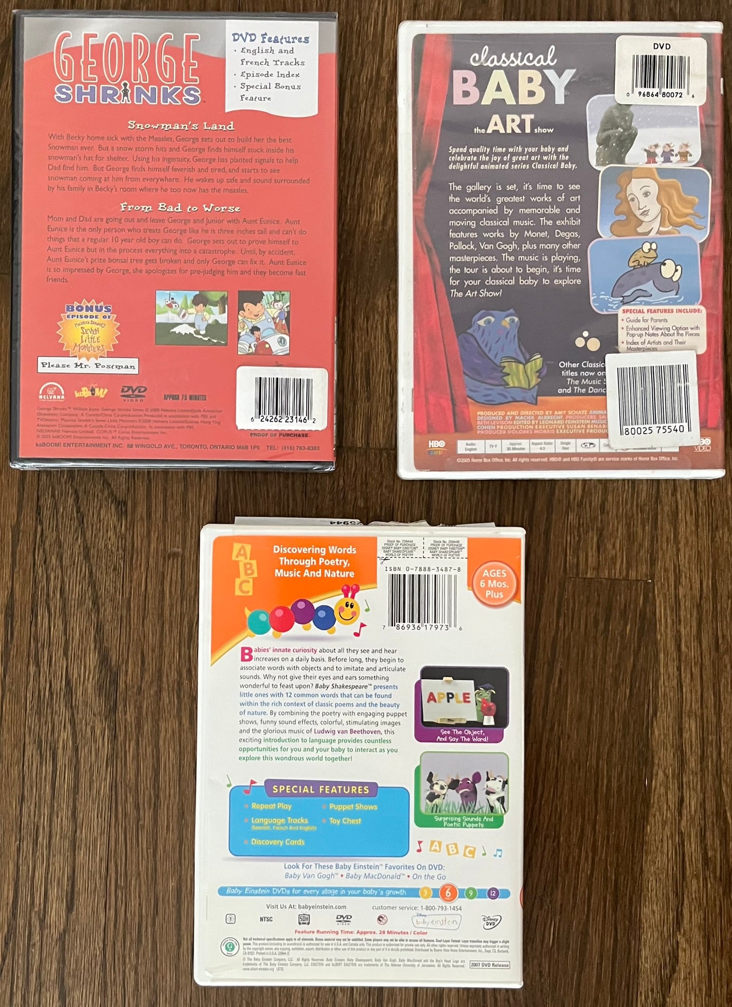 Three baby DVDs