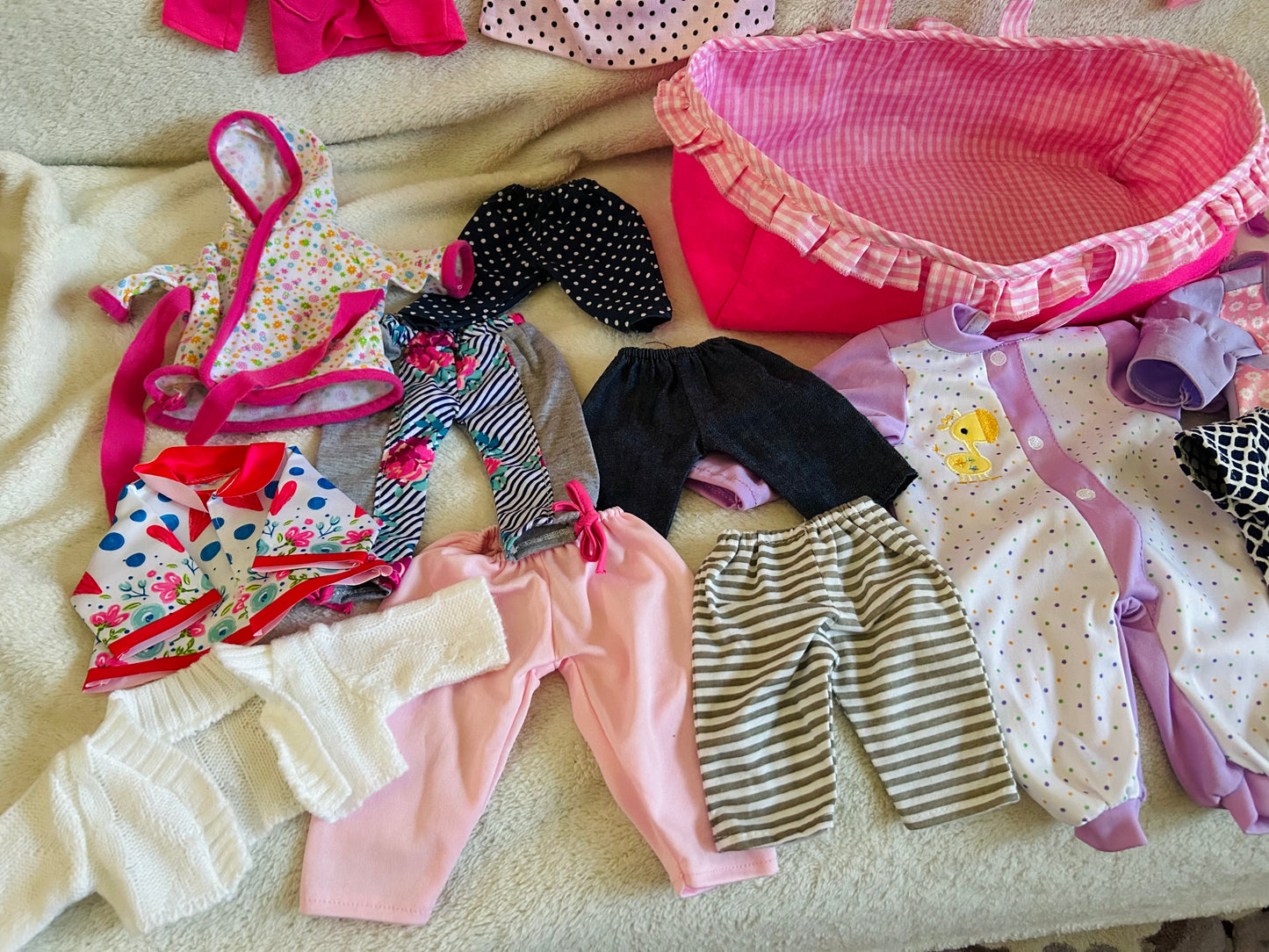 Doll clothes and dolls dress up bundle, EUC
