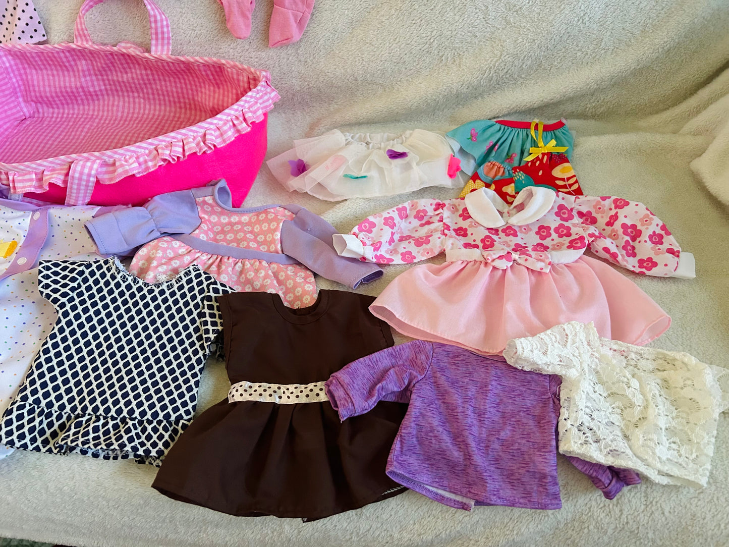 Doll clothes and dolls dress up bundle, EUC