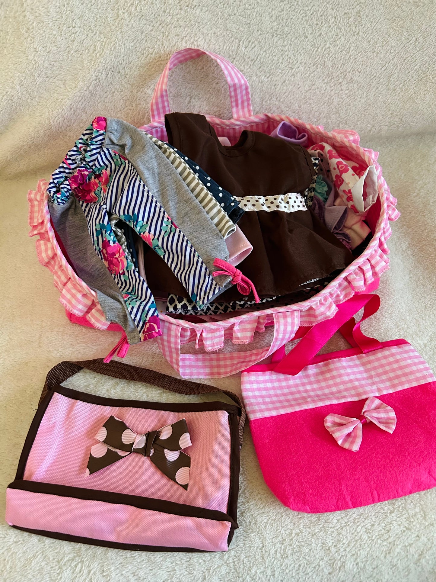 Doll clothes and dolls dress up bundle, EUC