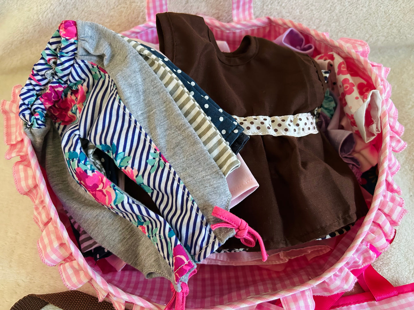 Doll clothes and dolls dress up bundle, EUC