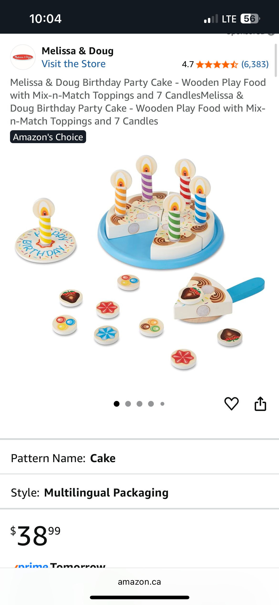 Melissa & Doug wooden birthday cake play set, EUC