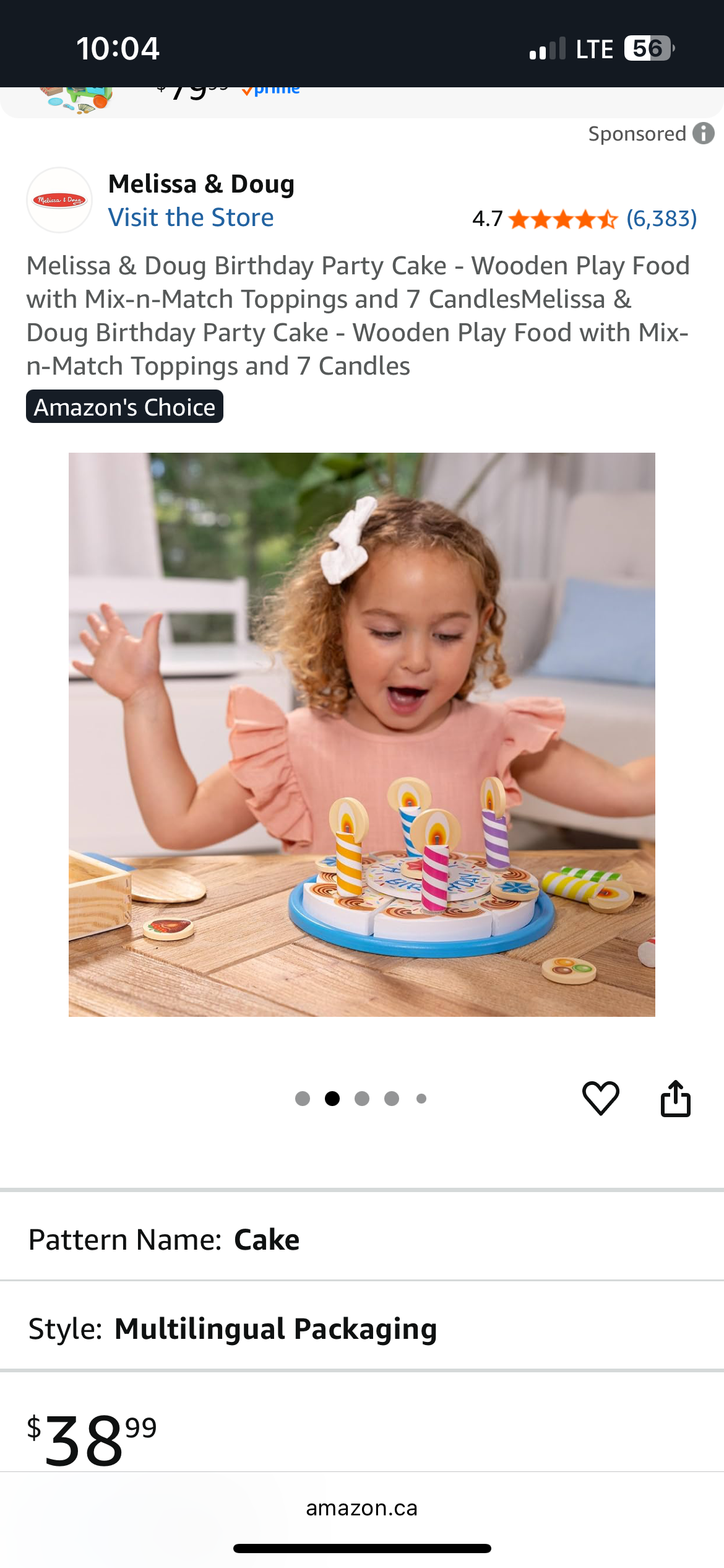 Melissa & Doug wooden birthday cake play set, EUC