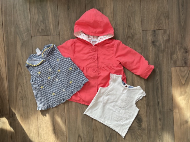 Pink Jacket, White and Blue Checkered Summer Shirts 24 Months, Kids 24 Month (18-24M)