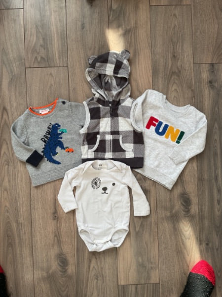 Baby Boy Fleece Vest, Onesie, Sweatshirt and Knit Sweater 3-6 Months, Kids 6 Month (3-6M)