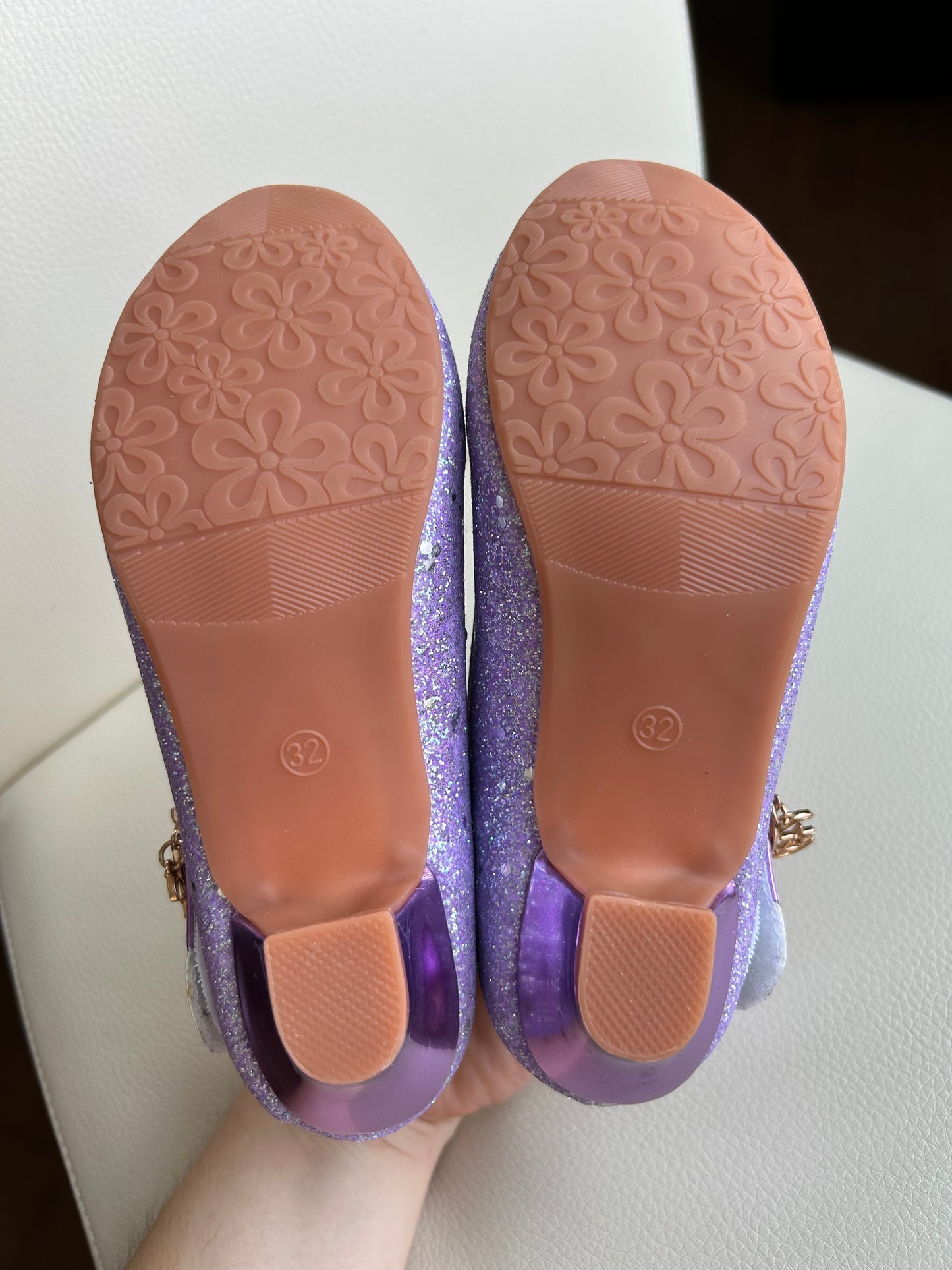 Lavender purple sparkly girls princess glitter shoes, dress up shoes, size 32 (1-1.5Y), Shoes 1 (Kids:4-8yr)