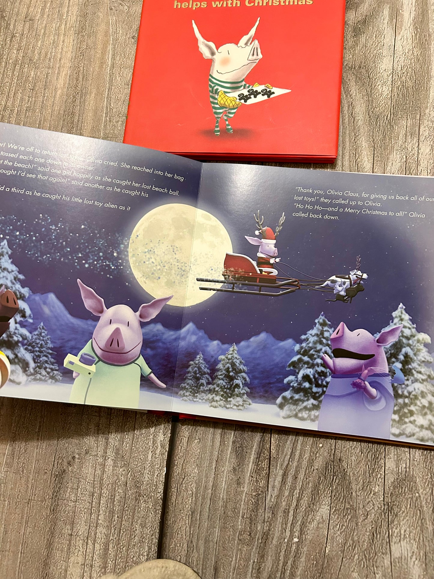 Olivia Claus & Olivia helps with Christmas hardcover books, EEUC
