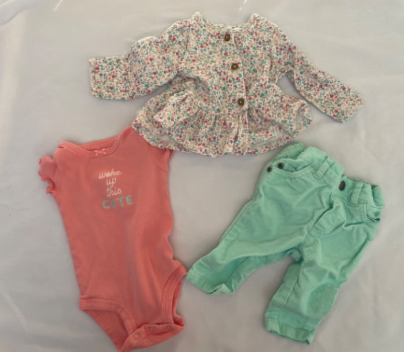 Carter’s 3 piece “woke up this cute” set 3 months , Kids 3 Month (0-3M)