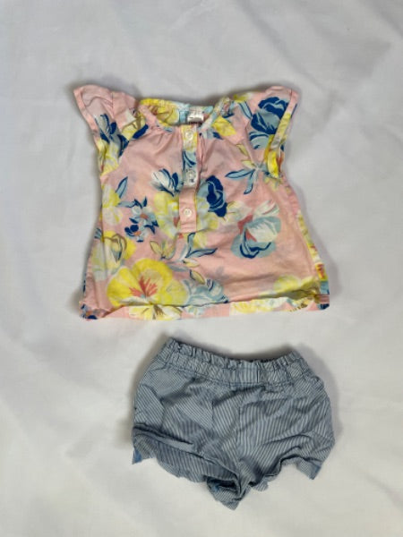 Carter’s 3 month floral button top with striped shorts, Kids 3 Month (0-3M)