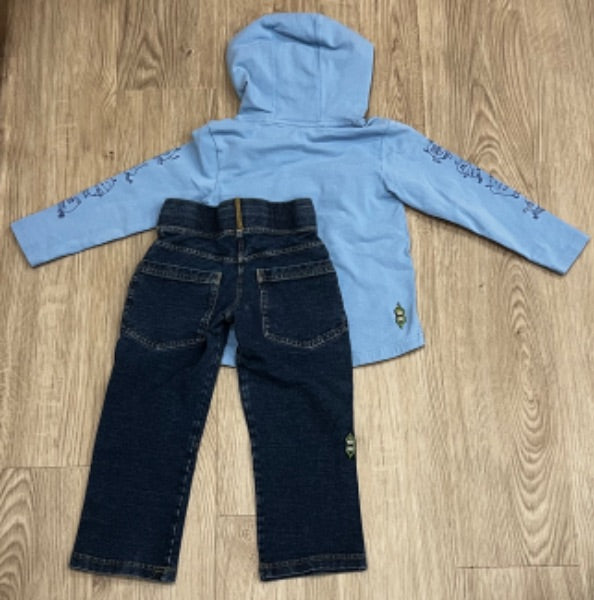 VGUC, Peekaboo Beans, L/S monster top and jeans, size 3, Kids 3T