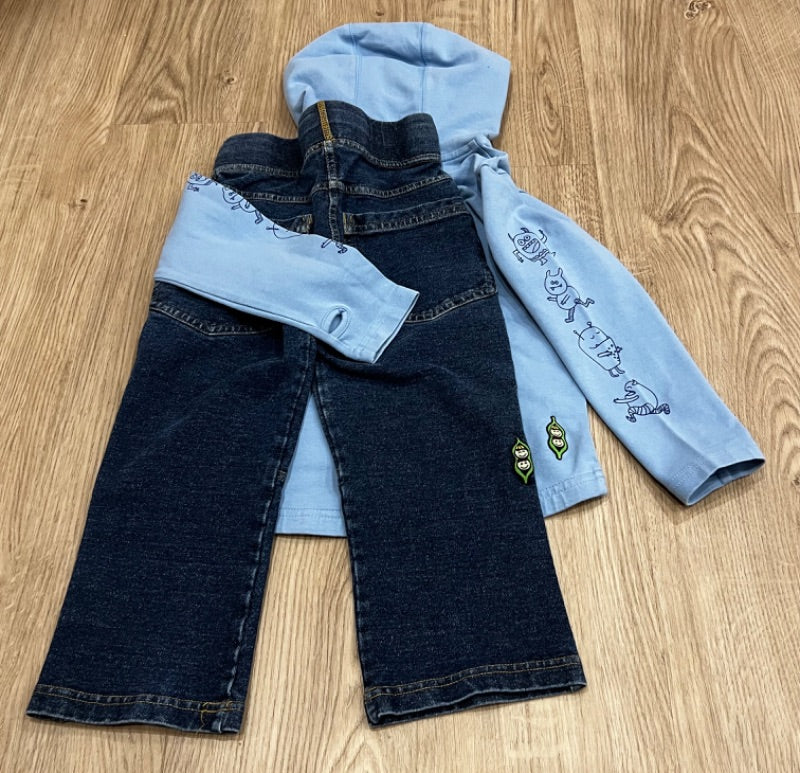 VGUC, Peekaboo Beans, L/S monster top and jeans, size 3, Kids 3T