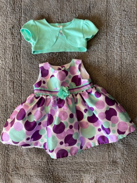 George 3-6 month purple teal polka dot dress , Kids 6 Month (3-6M)