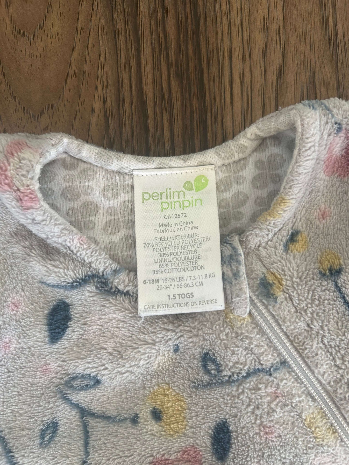 Perlimpinpin Plush Sleep Sack (6-18 months) 1.5 TOG MSRP $43, 6-12 Months (Medium)