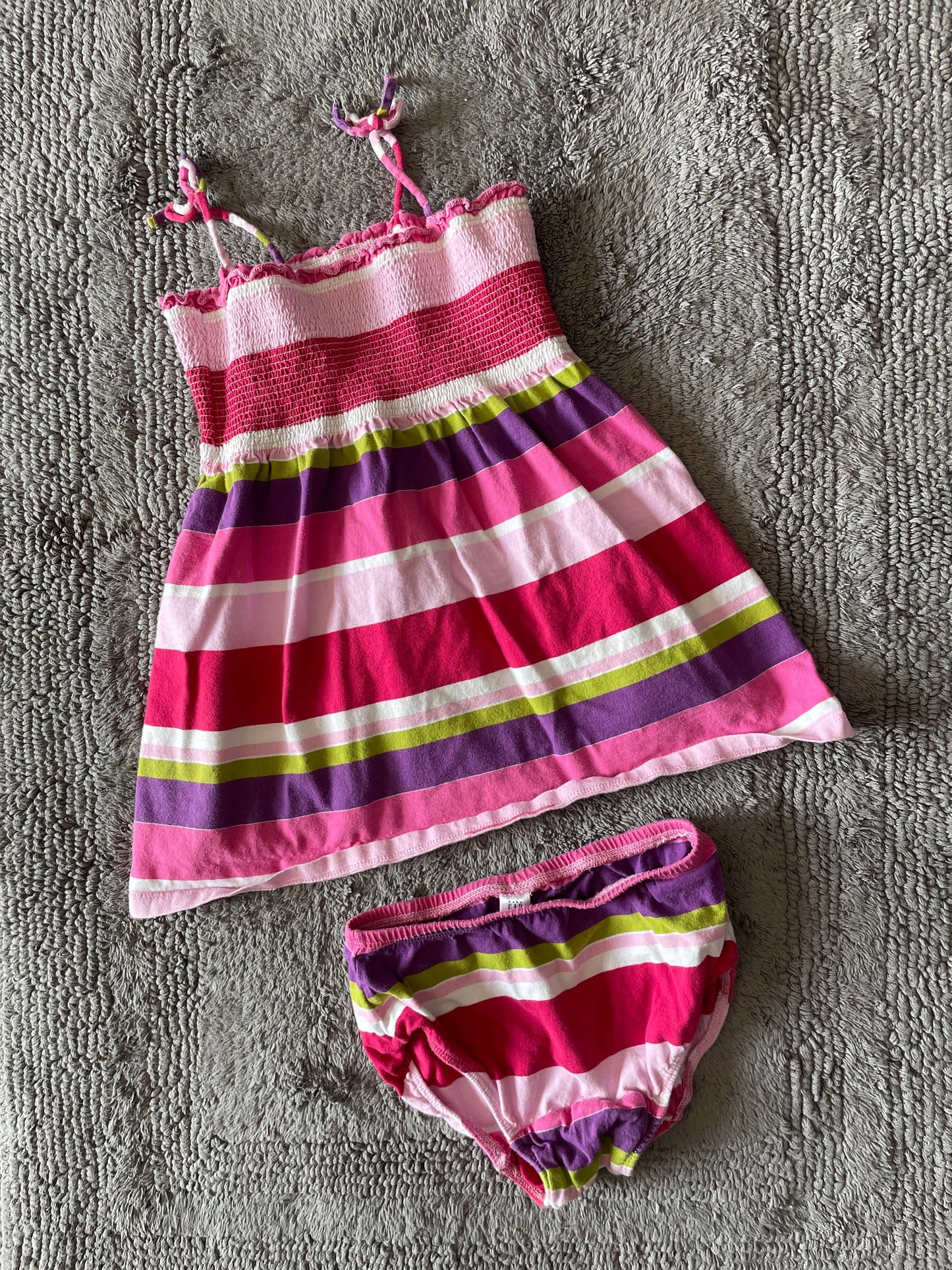 Baby Gap 12-18M summer pink striped dress with diaper cover , Kids 18 Month (12-18M)