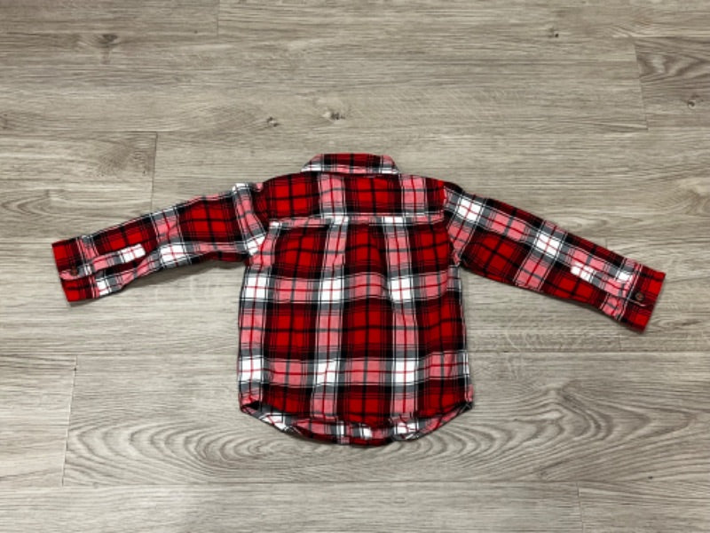 Carter’s, Red Plaid, L/S button up shirt, size 18mos, VGUC, Kids 18 Month (12-18M)