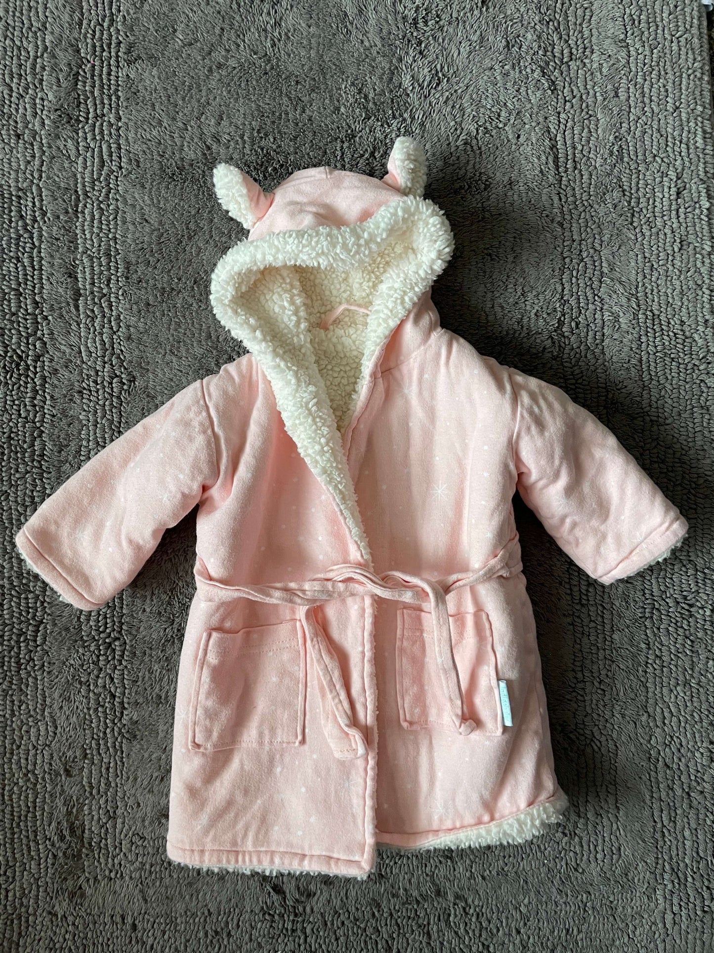 Indigo baby 0-12M housecoat pink fuzzy , Kids 3 Month (0-3M)