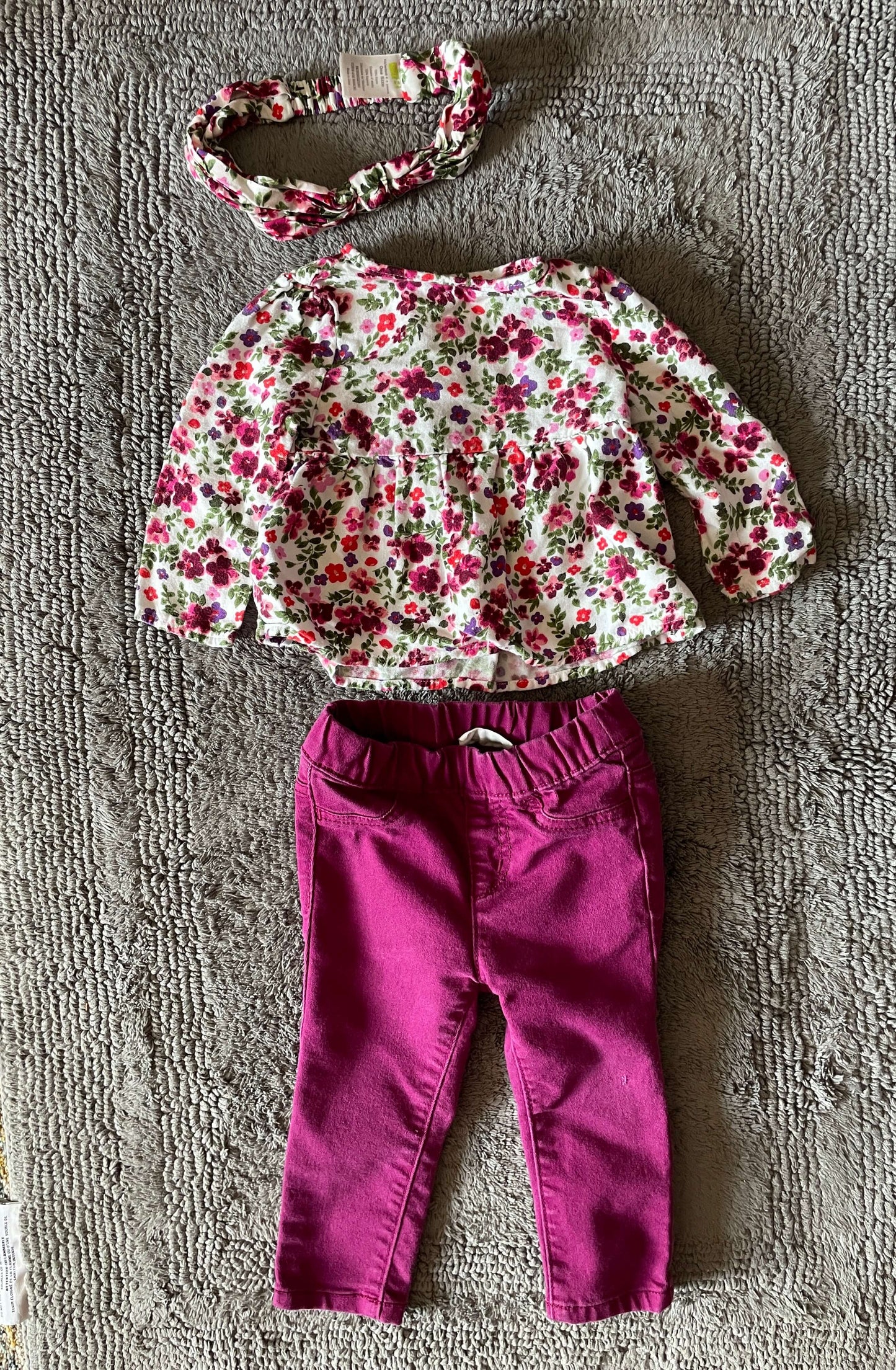 Crazy 8 brand 12-18M 3 piece set- pants, shirt, headband