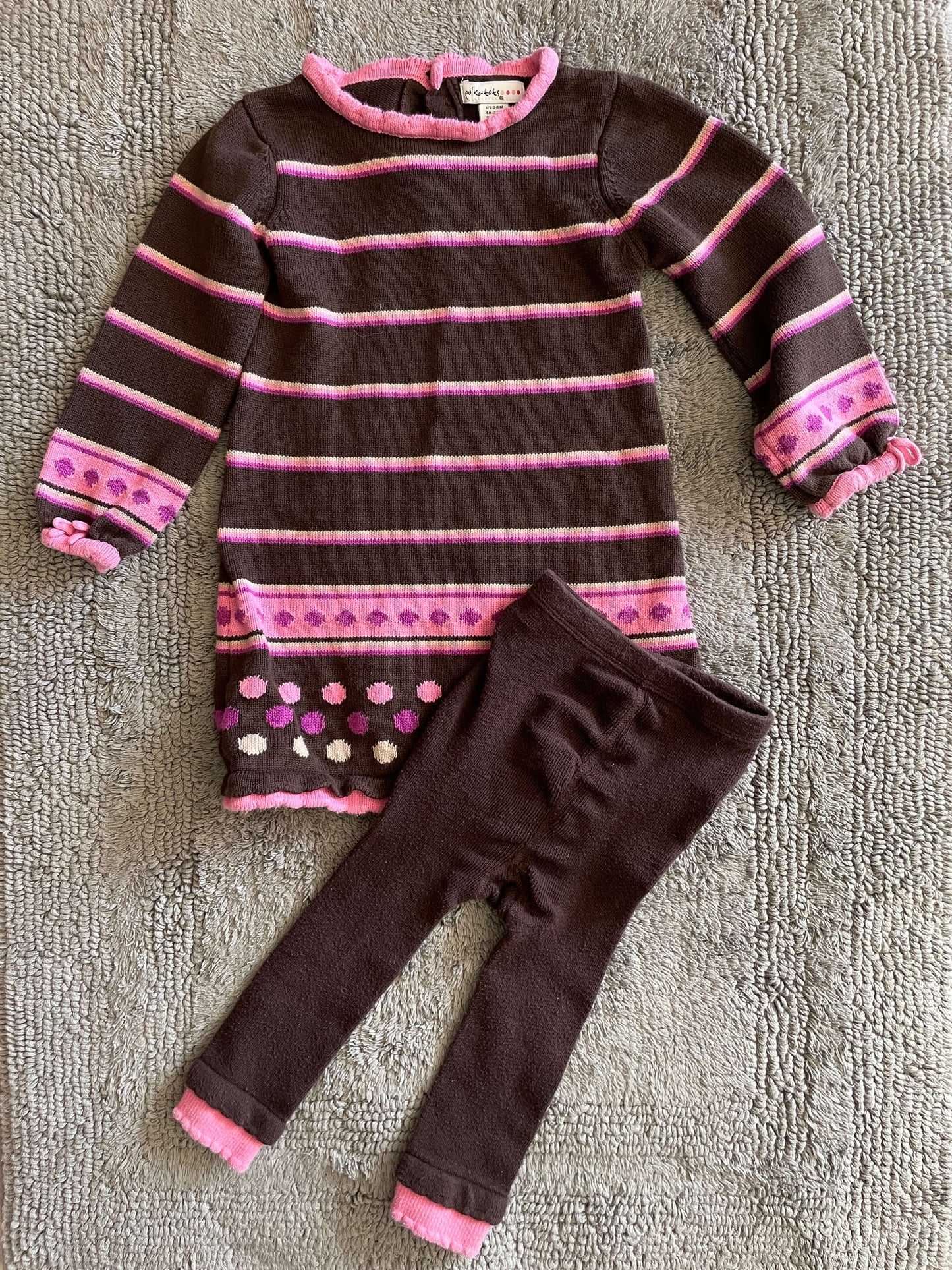 Polkatots brand 24M brown/pink outfit, Kids 24 Month (18-24M)