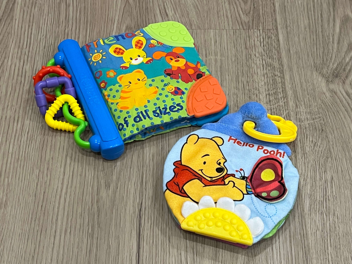 Soft books for baby - bundle of two, VGUC, Winnie the Pooh, and Friends of all Sizes
