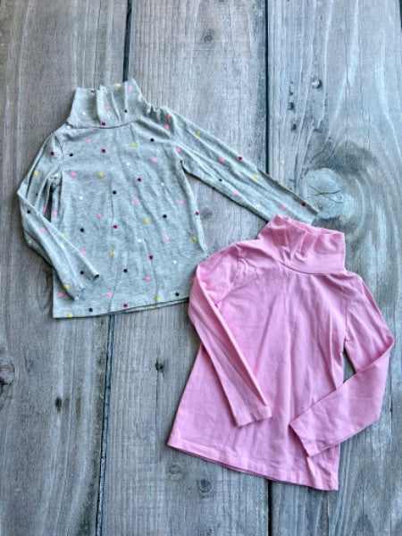 H&M girls size 2-4 jersey turtleneck tops bundle, pink and grey, Kids 4/4T