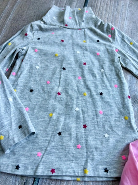 H&M girls size 2-4 jersey turtleneck tops bundle, pink and grey, Kids 4/4T