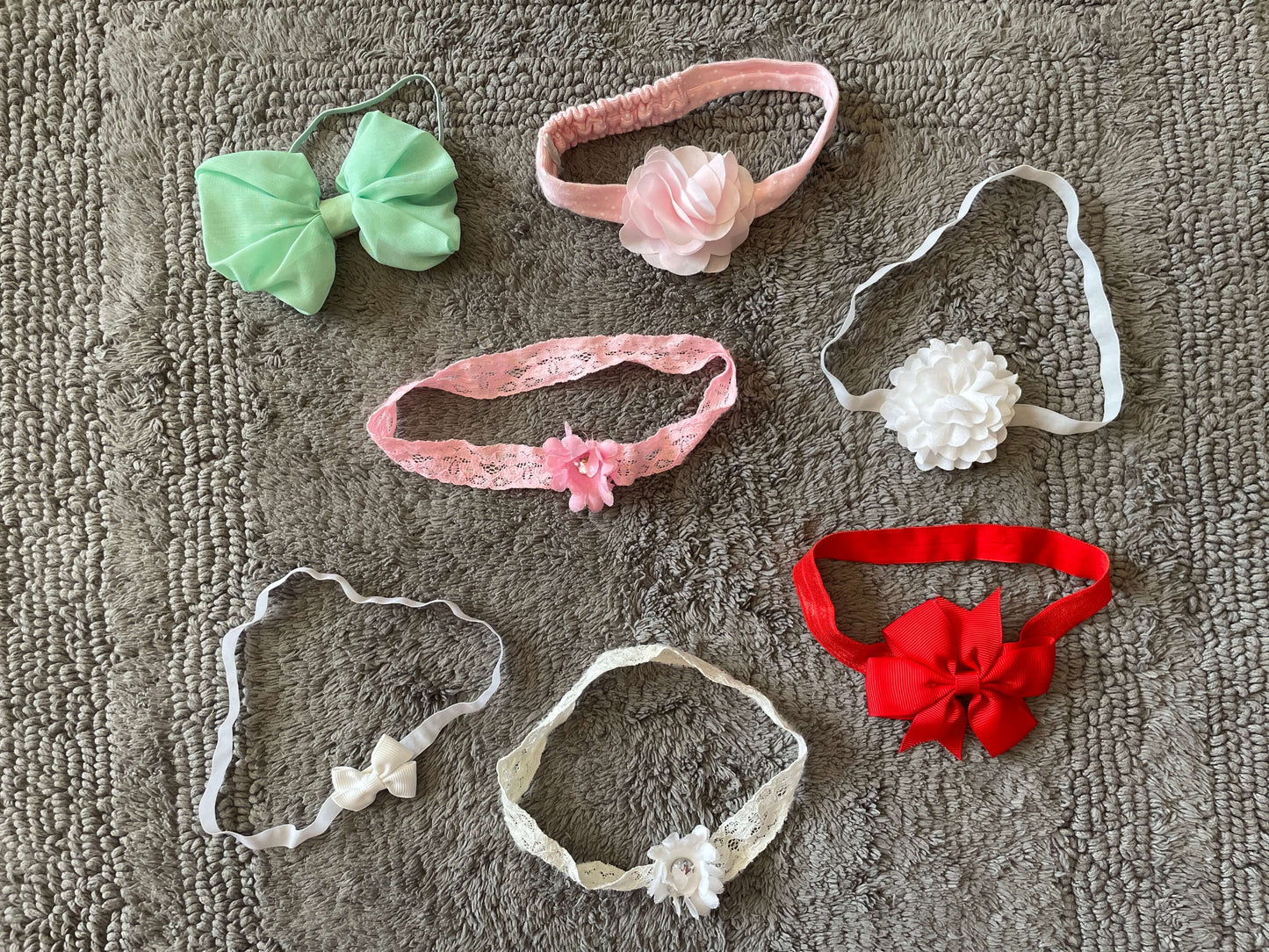 Bundle of 7 baby girl headband bows