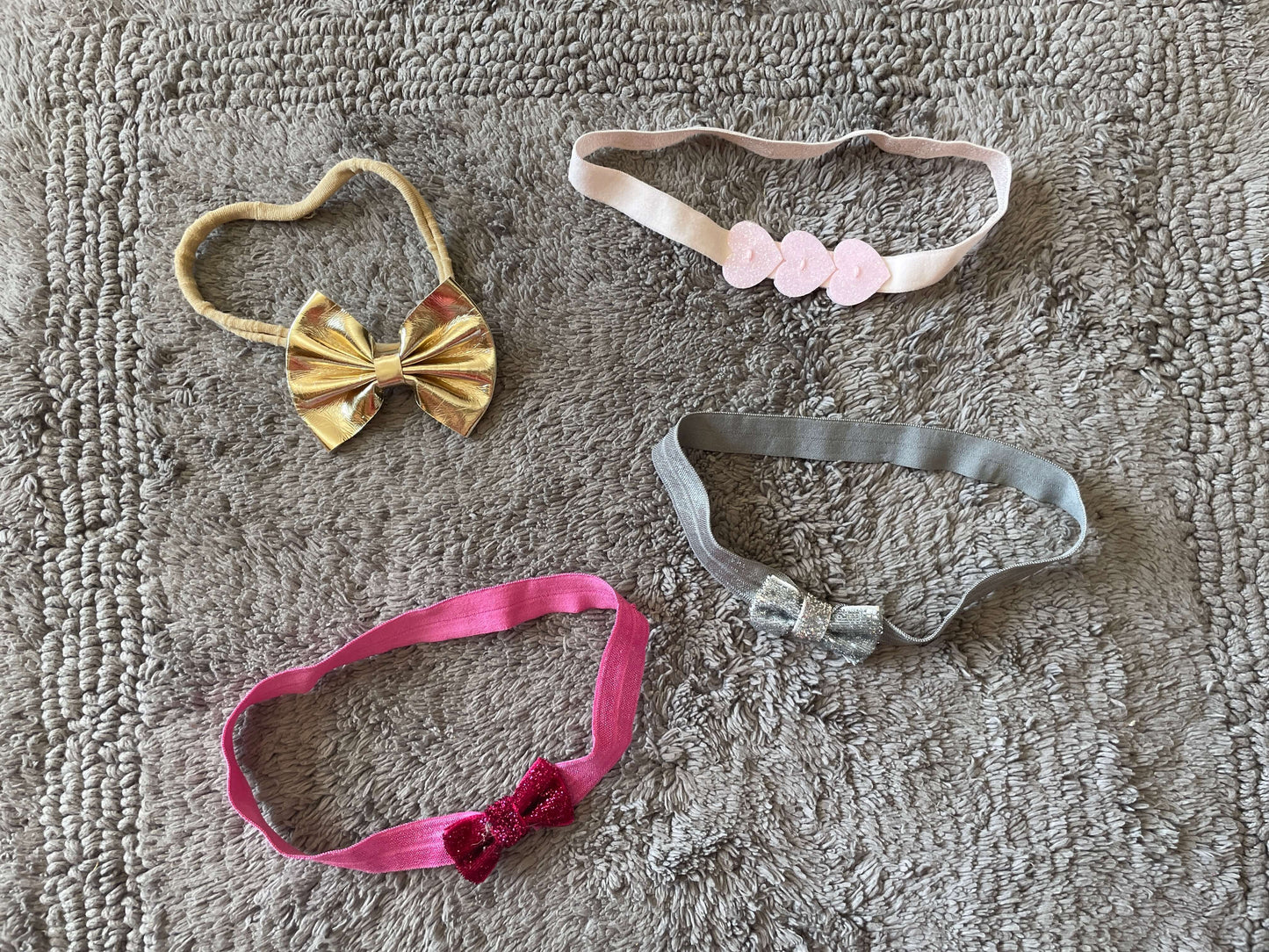 Bundle of 4 baby girl sparkly headband bows