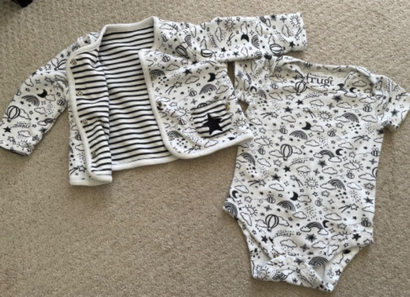 Frugi 🇬🇧 (UK Brand) - Reversible jacket and matching bodysuit, Kids 6 Month (3-6M)
