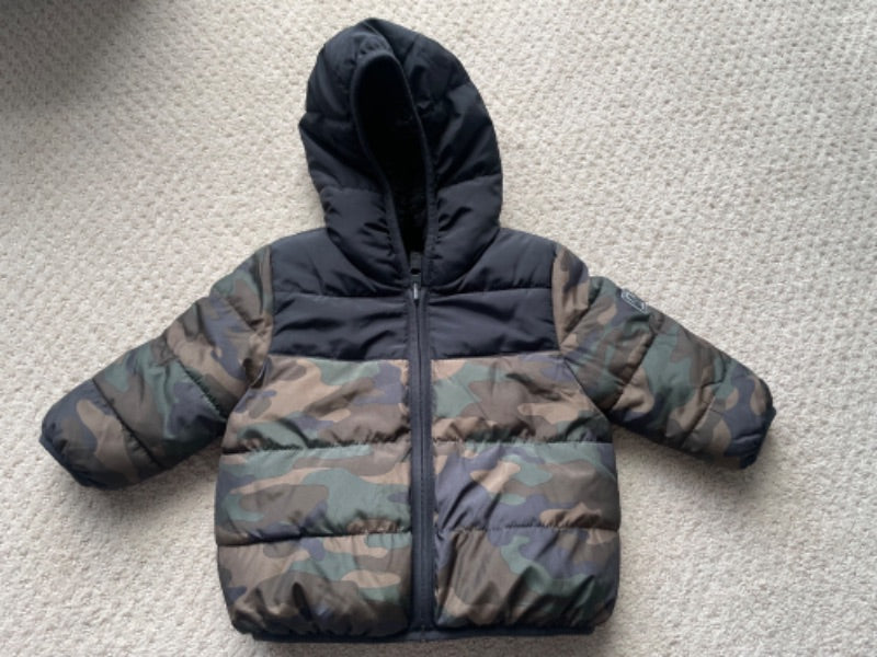Gap - black and green camouflage winter jacket, Kids 12 Month (9-12M)