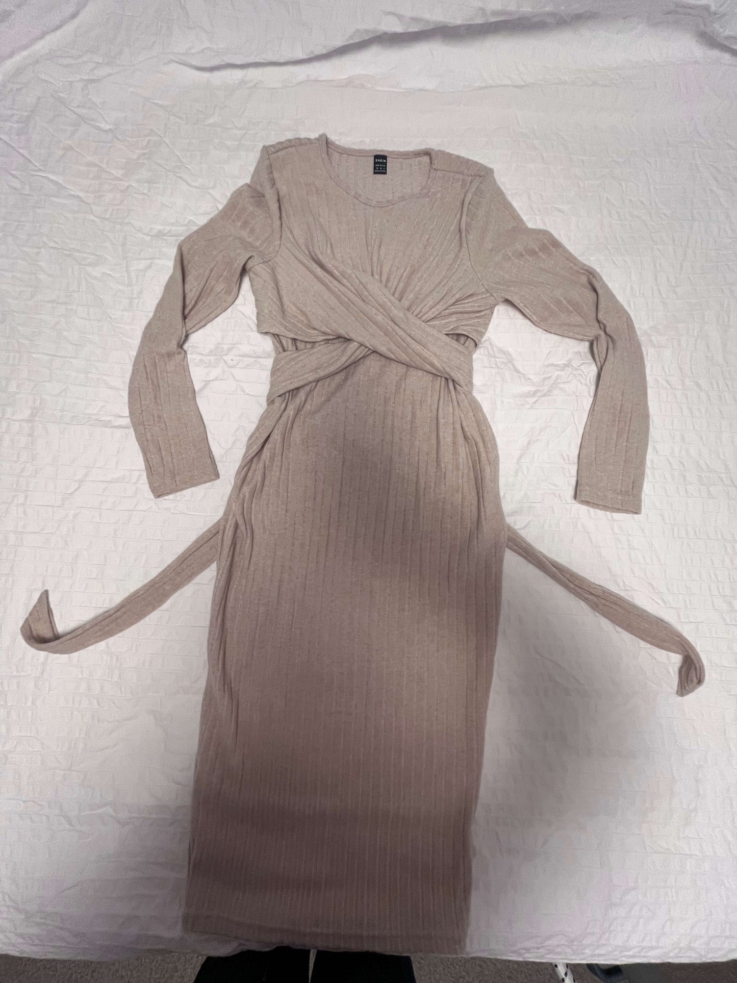 Medium SHEIN beige long sleeve sweater dress, Maternity M (8-10)