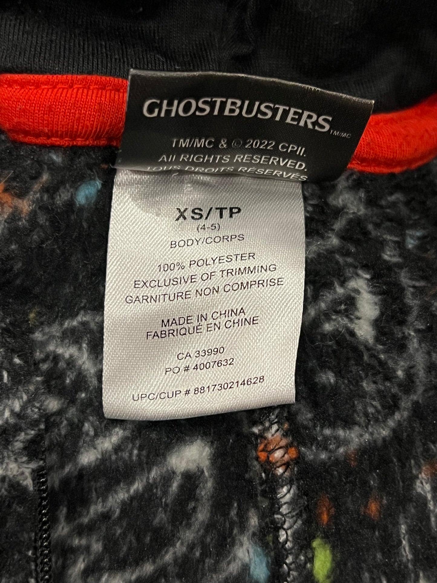 VGUC, Fuzzy Ghostbuster Onesie Pajamas, One Piece PJ, size XS (4-5), Kids 4/4T