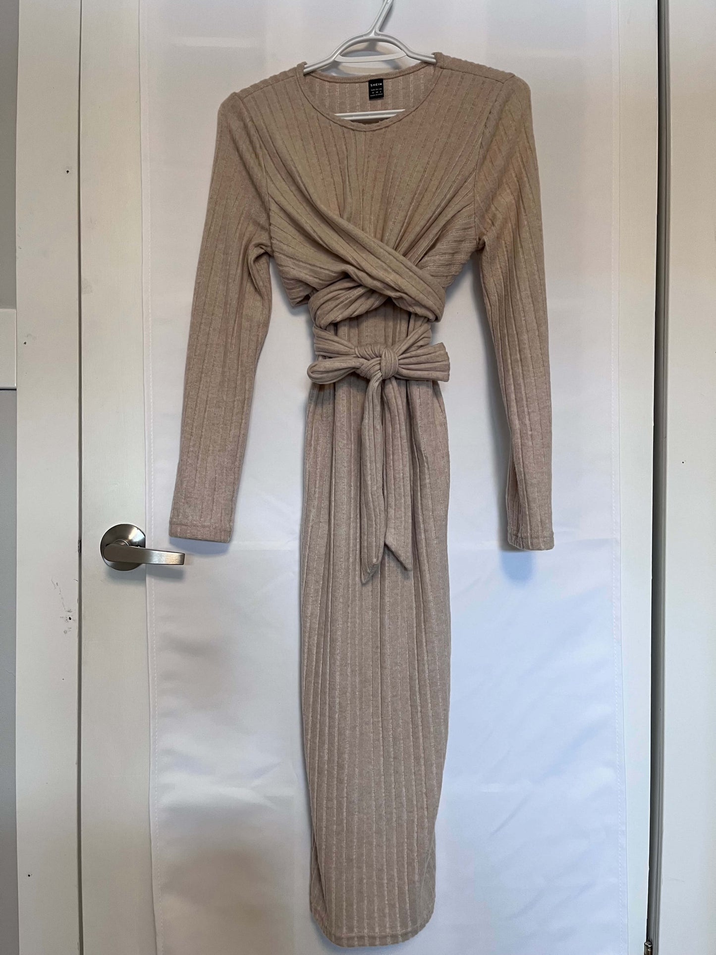 Medium SHEIN beige long sleeve sweater dress, Maternity M (8-10)