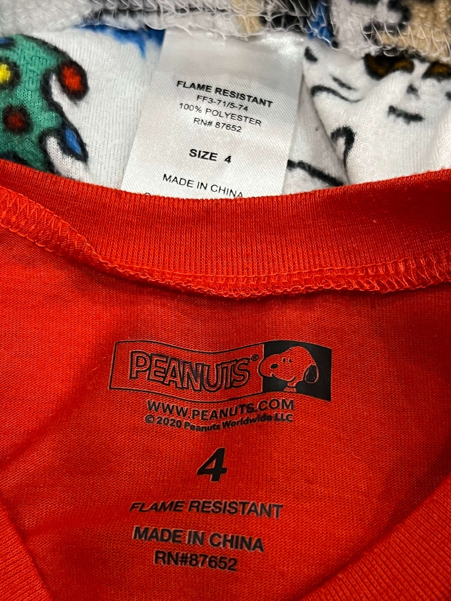 Boys Peanuts Christmas Pajamas - L/S PJ Top and Fleece bottoms, size , Very Good Used Condition (VGUC), Kids 4/4T