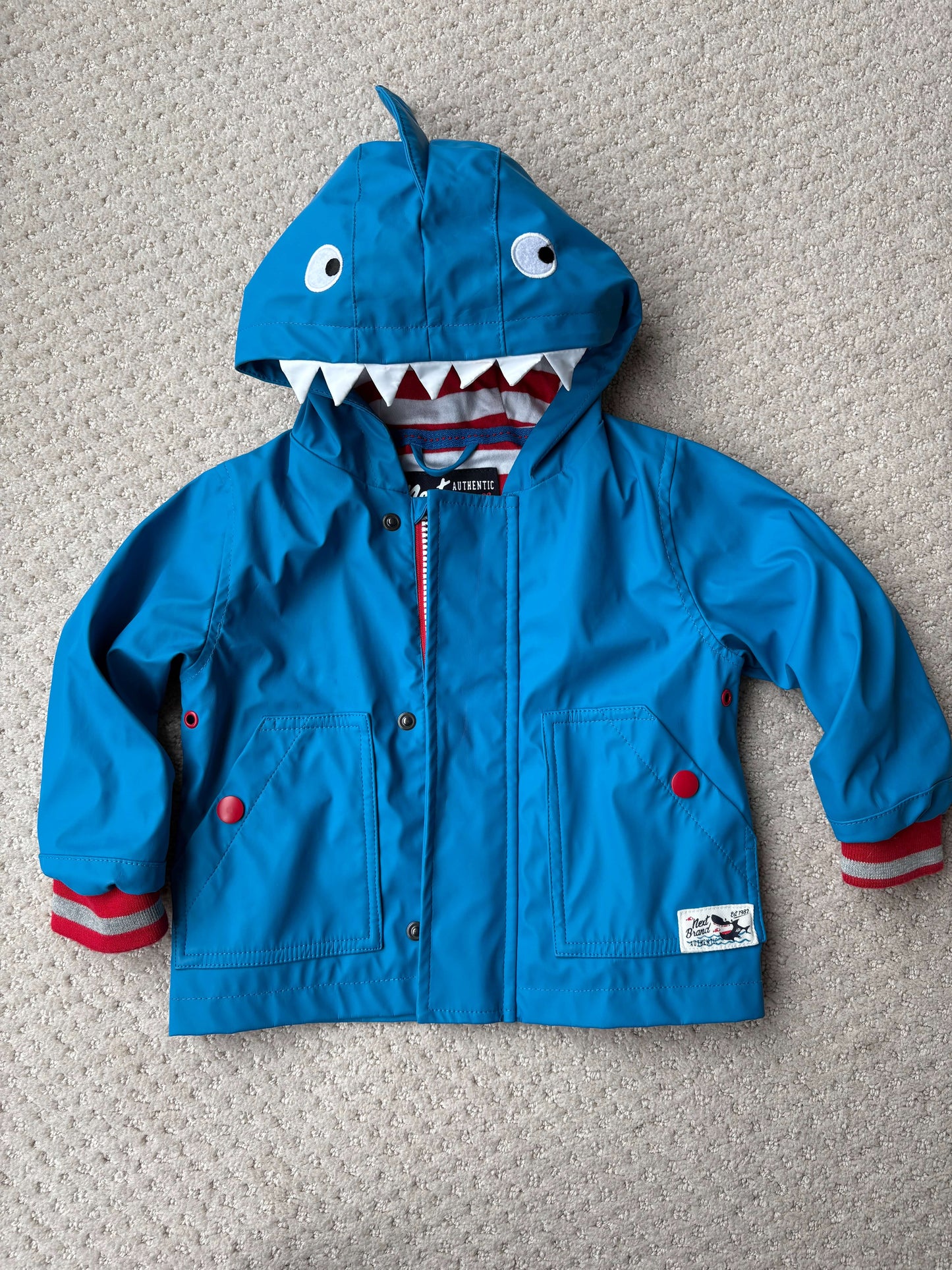 Next 🇬🇧 - blue shark rain jacket, 9-12 months , Kids 12 Month (9-12M)