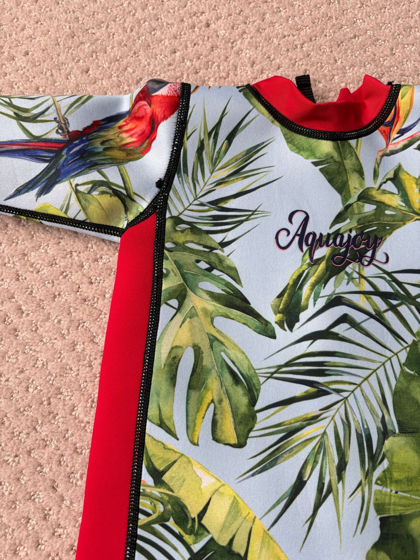 NEW - Aquajoy - girls wetsuit, tropical motif, 6-12m, Kids 12 Month (9-12M)