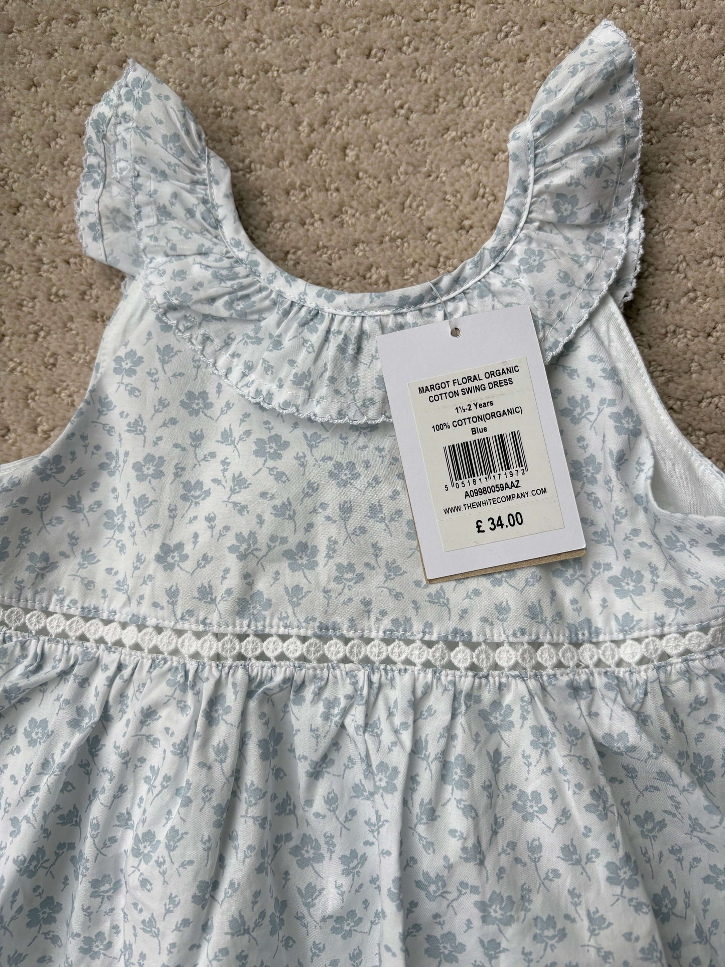 NEW with tags - White Company 🇬🇧- white and blue summer dress, 18-24m, Kids 24 Month (18-24M)