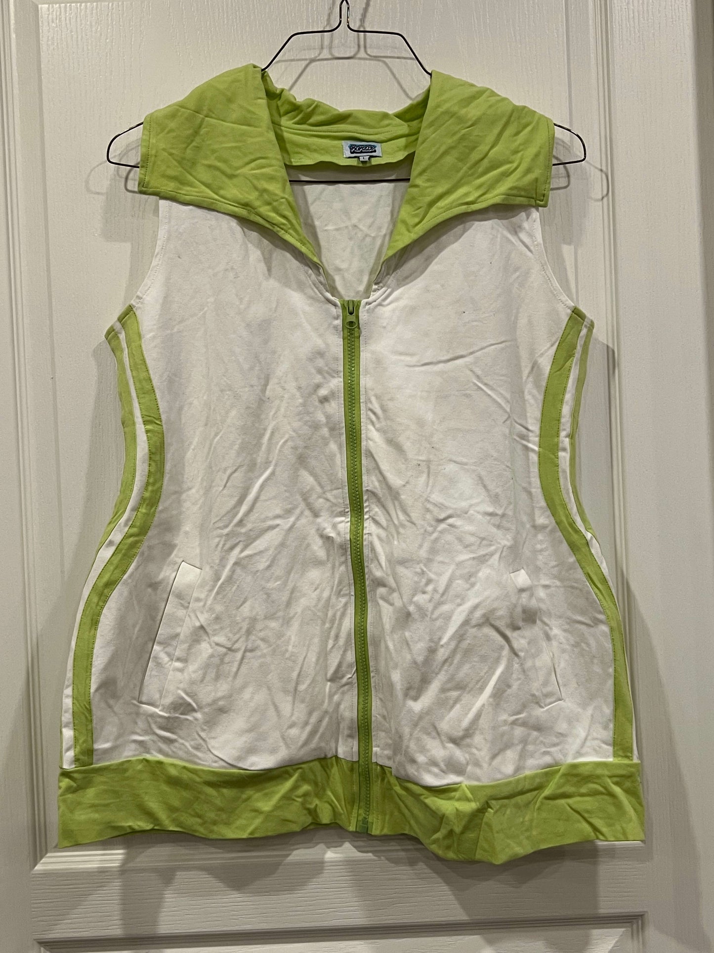 EUC, Sleeveless Maternity Tracksuit from MUMZ2B, size L, White/Lime Green, Maternity L (12-14)